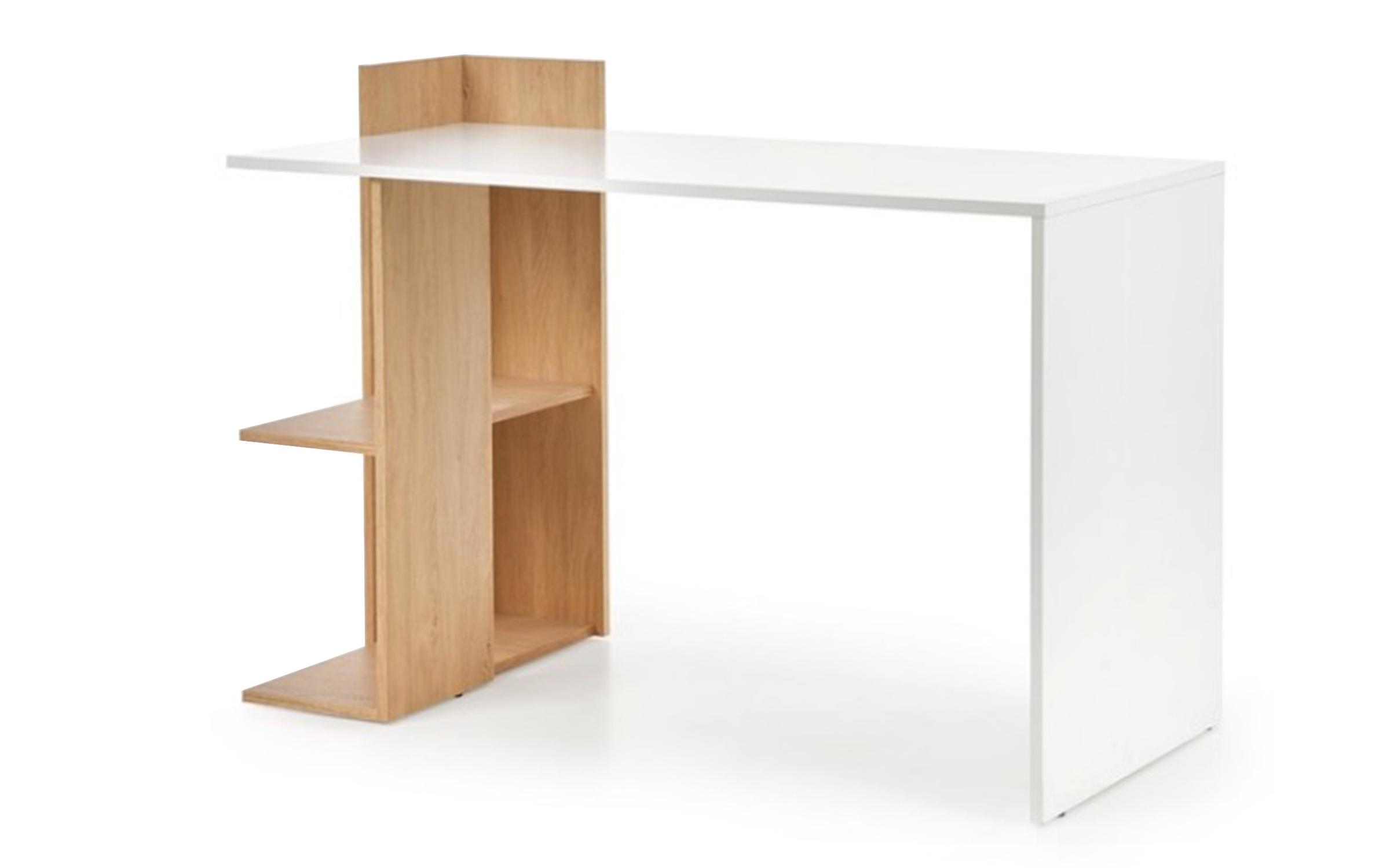 Birou + etajera Fermo, stejar craft auriu + alb  3